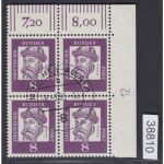 Bund 1961, Mich.-Nr.: 349x gestempelt + gummi  Eckrand DZ 12   4er-block