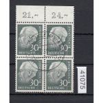 Bund 1957, Mich.-Nr.: 259 gestempelt  Oberrand  4er.-Block