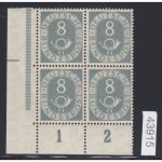 Bund 1951, Mich.-Nr.: 127 ** Eckrand  4er.  + Anlagestrich