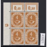 Bund 1951, Mich.-Nr.: 124 ** DZ 4 Eckrand 4-er.  (Plf  8 im OR  besch.)