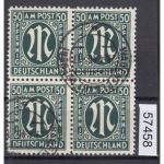 Bizone 1945  Mi. Nr. 32 b B gestempelt 4er.-Block geprüft  Befund