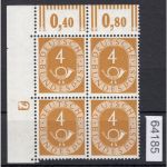 Bund 1951, Mich.-Nr.: 124 ** DZ 2 Eckrand 4er.-Block