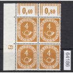 Bund 1951, Mich.-Nr.: 124 ** DZ 2 Eckrand 4er.-Block