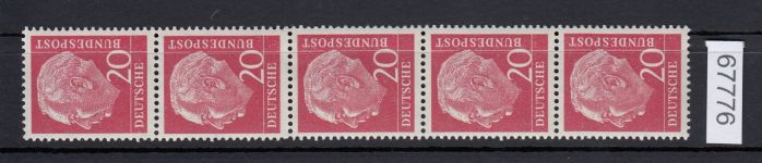 Bund 1960, Mich.-Nr.:R 185 y ** 5er-Streifen grade Nr.