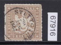 AD Württemberg 1865, Mich.-Nr.: 33 a gestempelt geprüft