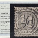 AD Thurn und Taxis 1865, Mich.-Nr.: 35 gestempelt geprüft  Befund lesen
