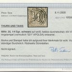 AD Thurn und Taxis 1865, Mich.-Nr.: 35 gestempelt geprüft  Befund lesen