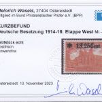 Etappeng. West 1914, Mi.-Nr.11 II ** geprüft  Befund