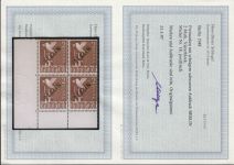 Berlin 1948, Mich.-Nr.: 18 ** Eckrand  4er.-Block gepr. Befund (Teil-Plattennr.)
