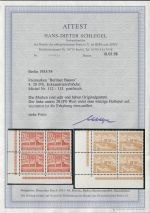 Berlin 1953, Mich.-Nr.: 112+13 ** Eckrand 4er.-Block  geprüft  Attest  lesen