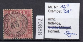 AD Baden 1860, Mich.-Nr.:  12 gestempelt geprüft  einwandfrei