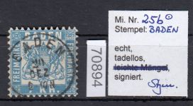AD Baden 1868, Mich.-Nr.: 25 b gestempelt geprüft   Luxus einwandfrei