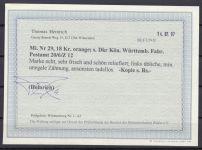 AD Württemberg 1863, Mich.-Nr.: 29 gestempelt geprüft  Befund