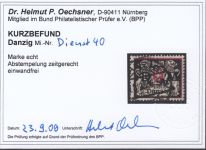 Danzig Dienst 1923 Mi.Nr. D 40  gestempelt geprüft Befund
