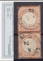 DR 1872, Mich.-Nr.: 27 a gestempelt  Senkr. paar  SELTEN  geprüft  Befund   1300,00