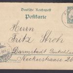 Kolonien Togo 1900 , Mich.-Nr.: P 13 A   Antw.-Karte   Bedarf Anecho nach Darmstadt