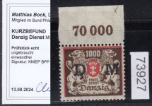 Danzig Dienst 1923 Mi.Nr. D 40 X  *  geprüft  Befund    Wasserzeichen