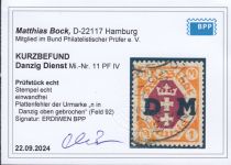Danzig Dienst 1921 Mi.Nr. D 11 IV  gestempelt geprüft  Befund   Plattenfehler   170,00