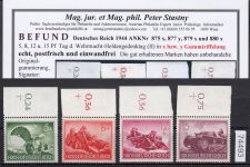 DR 1944, Mich.-Nr.: 875 x 877x 879y 880x **  geprüft  Befund