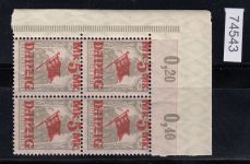 Danzig 1920 Mi.Nr. 45 I **  Eckrrand  4er.-Block