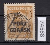 Danzig Hafen 1926 Mi.Nr. 19 a  gestempelt   FIRMENLOCHUNG PERFIN