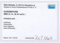 SBZ  1945 Mi.-Nr.: 92 AY a z1 U  ** geprüft    vierseitig ungezähnt