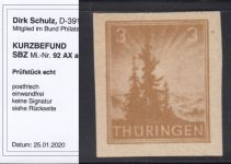 SBZ  1945 Mi.-Nr.: 92 AX a p2 U  ** geprüft  Befund    vierseitig ungezähnt