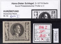 DR 1943, Mich.-Nr.: 844 I * geprüft  Befund   Plattenfehler