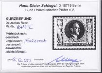 DR 1943, Mich.-Nr.: 844 I * geprüft  Befund   Plattenfehler