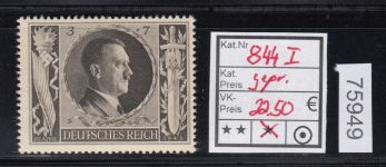 DR 1943, Mich.-Nr.: 844 I * geprüft  Befund   Plattenfehler