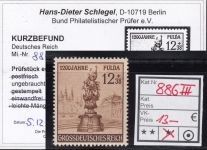 DR 1944, Mich.-Nr.: 886 III * geprüft  Befund   Plattenfehler