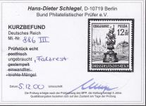 DR 1944, Mich.-Nr.: 886 III * geprüft  Befund   Plattenfehler