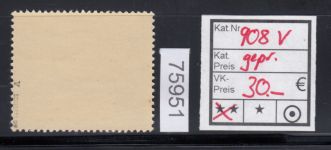 DR 1945, Mich.-Nr.: 907 V ** geprüft  Plattenfehler   80,00