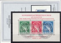 Berlin 1949, Mich.-Nr.:Block 1 I gestempelt LUXUS  Plattenfehler   geprüft  Attest