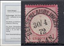DR 1872, Mich.-Nr.:  4 gestempelt  Luxus   Beesenlaublingen   geprüft  Befund