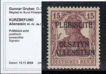 Abstimmung. Allenstein 1920, Mi.-Nr.  4 a I **  geprüft  Befund
