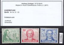 Berlin 1949, Mich.-Nr.: 61-63 ** geprüft  Befund