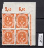 Bund 1951, Mich.-Nr.: 126 ** Eckrand  4er.-Block  lesen