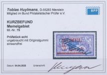 Memel 1922 Mi. Nr. 79 * geprüft  Befund