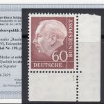 Bund 1954, Mich.-Nr.: 190 ** FN 1 Eckrand  Formnummer 1   geprüft  Befund