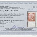 Bund 1954, Mich.-Nr.: 190 ** FN 1 Eckrand  Formnummer 1   geprüft  Befund
