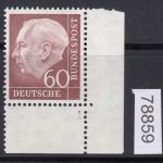 Bund 1954, Mich.-Nr.: 190 ** FN 1 Eckrand  Formnummer 1   geprüft  Befund