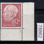 Bund 1954, Mich.-Nr.: 192 ** FN 2 Eckrand  Formnummer 2   geprüft  Befund
