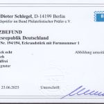 Bund 1954, Mich.-Nr.: 194 w ** FN 1  Eckrand  Zähnung V +1  glattes gummi   Selten