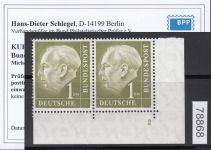 Bund 1954, Mich.-Nr.: 194 v ** FN 2  Eckrand  Zähnung L  ger. gummi  gepr. Befund Selten