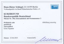 Bund 1954, Mich.-Nr.: 196 w **  FN 3  Eckrand glattes gummi  Zähnung ALa +1 gepr.Befund