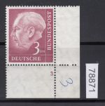 Bund 1954, Mich.-Nr.: 196 v **  FN 3  Eckrand gerif.  gummi  Zähnung ALa  gepr.Befund