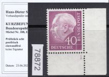 Bund 1954, Mich.-Nr.: 188 ** FN 1 Eckrand geprüft  Befund