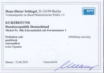 Bund 1954, Mich.-Nr.: 188 ** FN 1 Eckrand geprüft  Befund