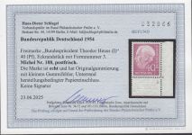 Bund 1954, Mich.-Nr.: 188 * FN 3 Eckrand geprüft  Befund